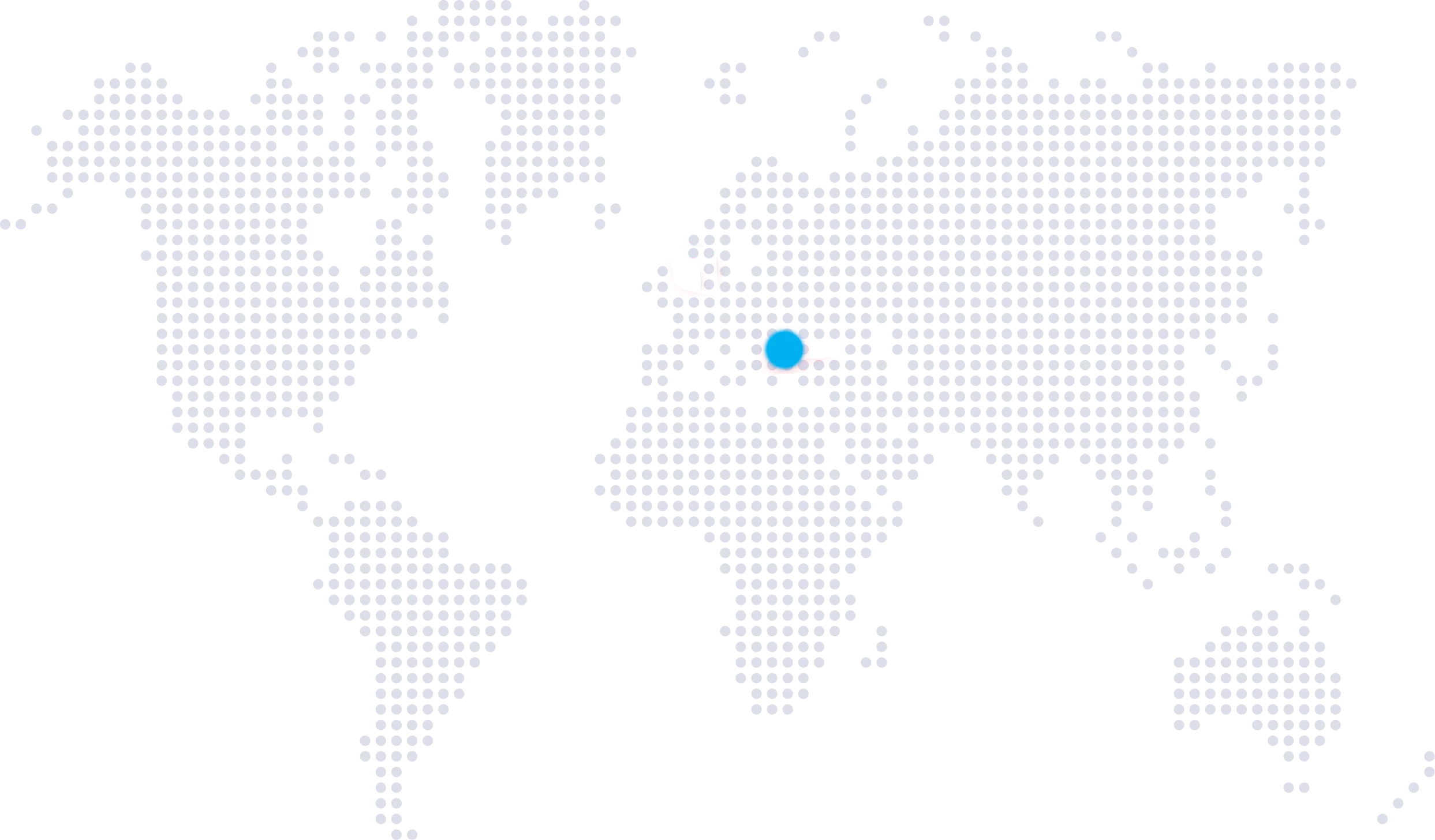 The world map with dot in the center representing K7 Tech agency office in Belgrade, Serbia